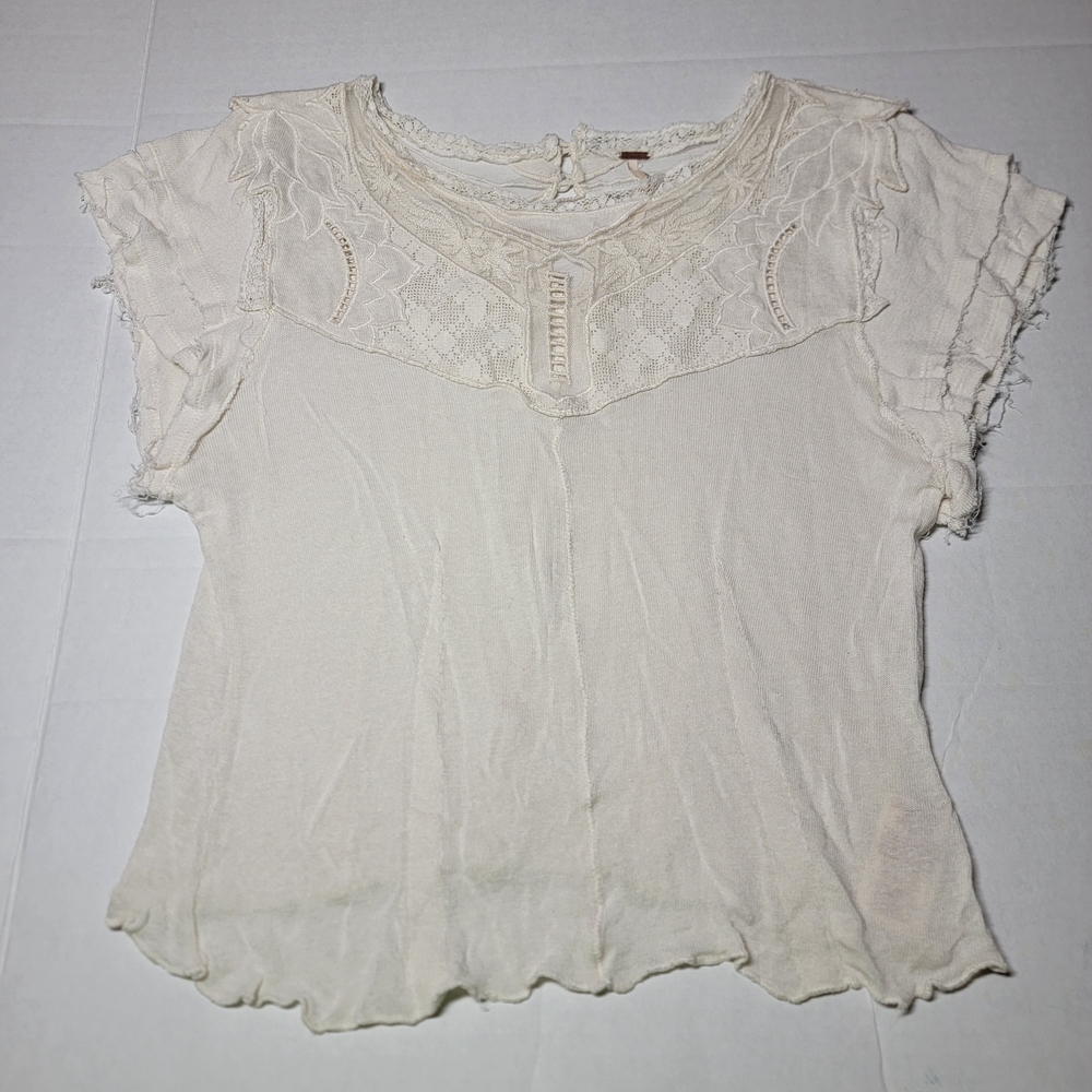 Free People Ivory‎ Lace Accent Blouse